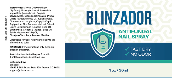 Blinzador label showing ingredients